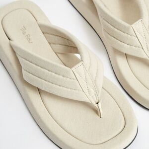 The Row Ivory Cotton Canvas Ginza Thong Sandals